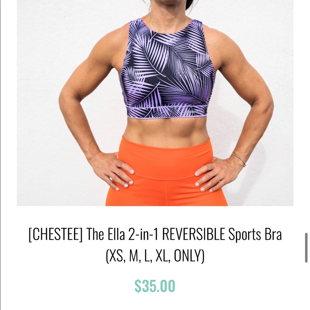 Chestee Barbella reversible sports bra. New without tags. Size small.